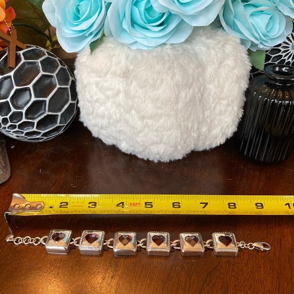 Brighton OPEN HEARTED Pink Red Swarovski Crystal Heart Chunky Bracelet RARE - Picture 9 of 15